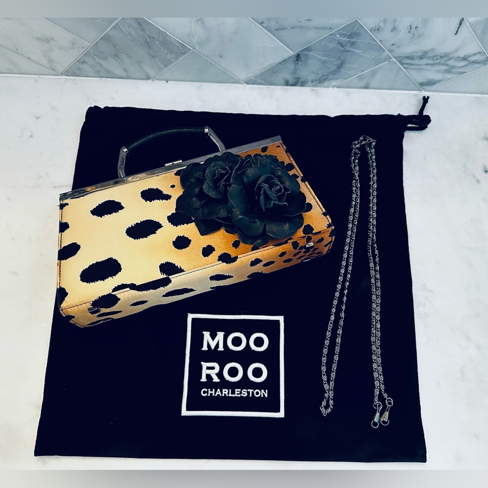 VINTAGE MOO ROO SIGNED LEOPARD OMBRÉ CLUTCH, TOP HANDLE OR CROSSBODY BAG